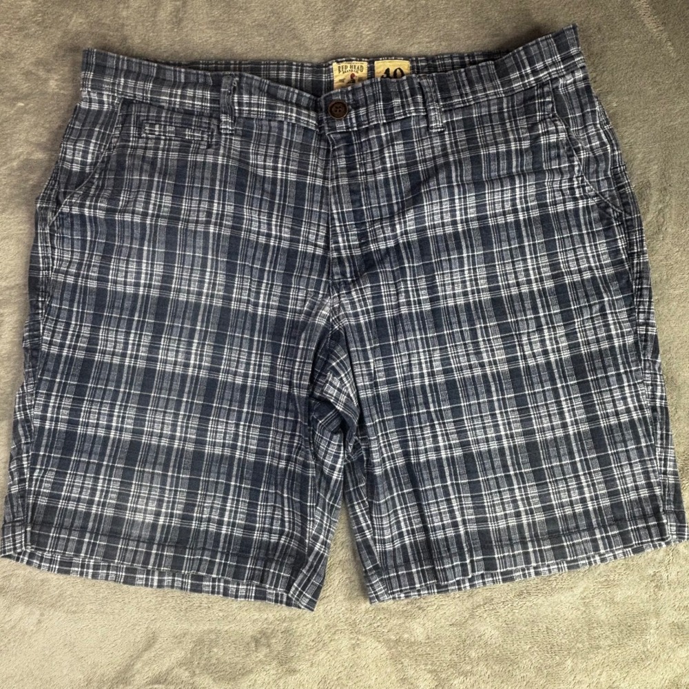 Red Head Brand Co Plaid Shorts Mens 40 Blue White Cotton Stretch Casual Outdoor‎